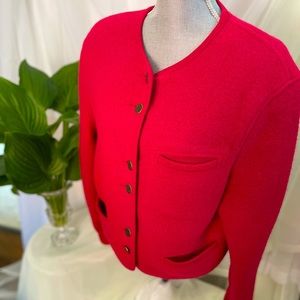 100% Wool Bomber Jacket. Size 42. Red